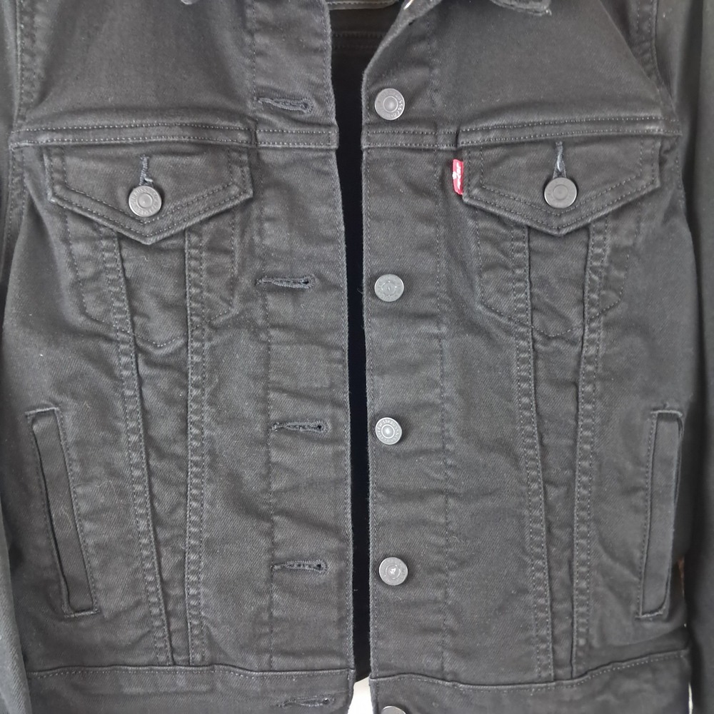 Levis Women Original Trucker Denim Jacket  Black Snap Button‎ Front Classic XS - Picture 13 of 14